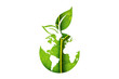 © Philip - Green earth planet concept, icon, world ecology, nature global protect, logo eco environment, globe with leafs, thin line simple web symbol on white background.