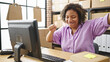 © Krakenimages.com - Young beautiful latin woman ecommerce business worker using computer with winner gesture at office