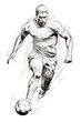 running man in black and white line art illustration
