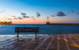 Fototapeta Lawenda - Lighthouse of chania at night