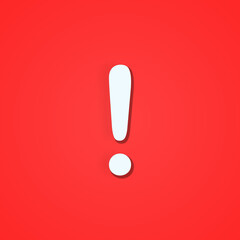 White caution warning sing on red background for attention exclamation mark traffic sign by 3d render illustration.