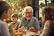 Lunchtime Laughter: Grandfather and Grandchildren