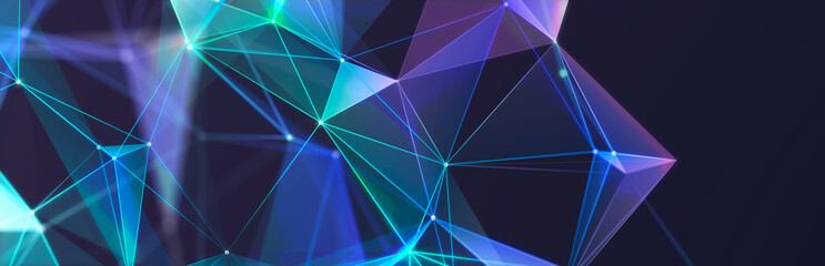 abstract polygonal space with dots and lines. connection science background. triangular business wal