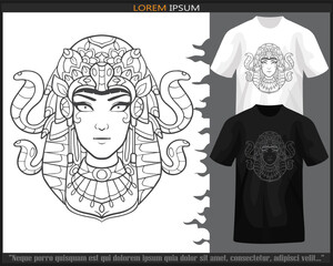 Cleopatra head mandala arts isolated on black and white t shirt.