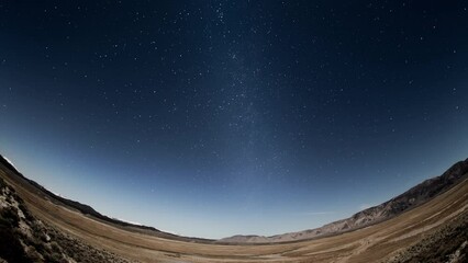 Wall Mural - Time-lapse of the night sky in California shot with a fish-eye lens.