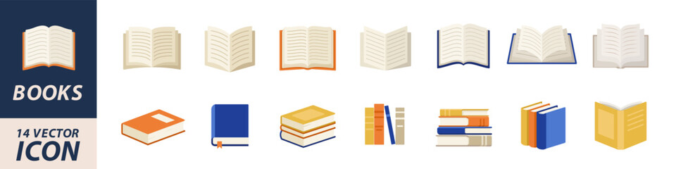 Wall Mural - Books icons. Books icon set. Flat style.