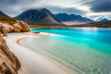 Poster - lake in the mountains of arid region