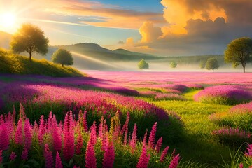 Poster - lavender field in the morning