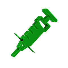 Sticker - Green Syringe icon isolated on transparent background. Syringe for vaccine, vaccination, injection, flu shot. Medical equipment.