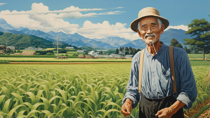 Wall Mural - man in the field