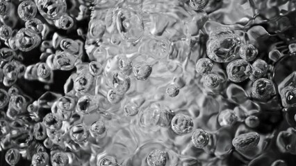 Aufkleber - Super Slow Motion of Bubbling Water in Detail. Extreme Macro Shot, Abstract Texture. Filmed on High Speed Cinema Camera, 1000 fps.