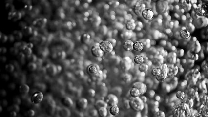 Aufkleber - Super Slow Motion of Bubbling Water in Detail. Extreme Macro Shot, Abstract Texture. Filmed on High Speed Cinema Camera, 1000 fps.