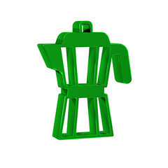 Sticker - Green Coffee maker moca pot icon isolated on transparent background.