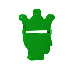 Wall Mural - Green King crown icon isolated on transparent background.