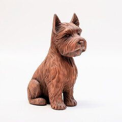 Wall Mural - Wooden figurine of a dog on a white background

