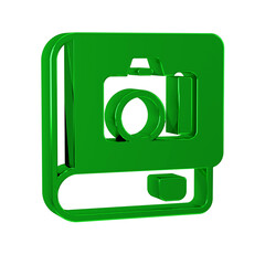 Sticker - Green Photo album gallery icon isolated on transparent background.