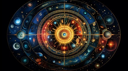 Wall Mural - A mandala adorned with patterns like a celestial map, guiding the way through the mysteries of the cosmos.