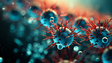 Fototapeta  - Microscopic view of viruses in high-detail image