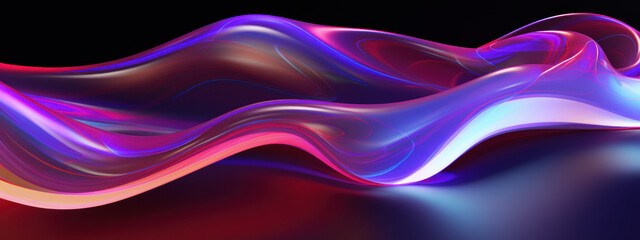 Wall Mural - abstract 3d depiction of luminous neon waves.