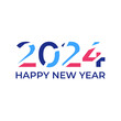 Happy new year 2024 design. With colorful truncated number illustrations. Premium vector design for poster, banner, greeting and new year 2024 Unique idea Vector celebration.