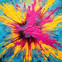 A Kaleidoscope Of Magenta Cyan And Yellow Splatters
