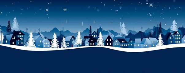 Wall Mural - Monochrome christmas village snow falling, christmas village in the snow. Winter village landscape. Celebrate the Christmas and New Year holidays Christmas card. Christmas concept, background wallpape