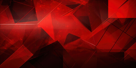 Wall Mural - Luminous red abstract with layered geometric patterns.