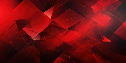 Wall Mural - Luminous red abstract with layered geometric patterns.