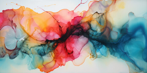 Wall Mural - vibrant alcohol ink painting showcasing a mesmerizing blend of colors.