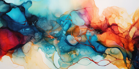 Wall Mural - vibrant alcohol ink painting showcasing a mesmerizing blend of colors.
