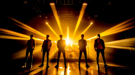 Wall Mural - Group of men standing on top of stage next to each other.