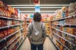 © Amir - Man exploring gluten-free aisle in a grocery store, showcasing a wide range of available options, Generative Ai
