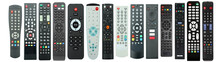 Tv Remote Controller Set, Remote Devices Collection, Isolated White Background, PNG Isolated
