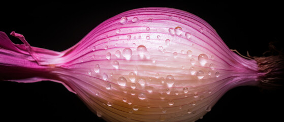 Wall Mural - Macro of whole red onion's textured outer layer.