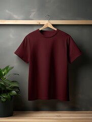 Wall Mural - maroon t-shirt positioned for mockup design,shirt mockup photography , Generative Ai 