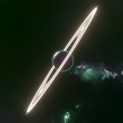 Wall Mural - alien planet with ring, 3D render planet with abstract space background