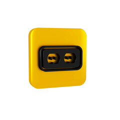Wall Mural - Black Electrical outlet icon isolated on transparent background. Power socket. Rosette symbol. Yellow square button.