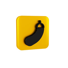 Poster - Black Eggplant icon isolated on transparent background. Yellow square button.