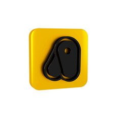 Canvas Print - Black Steak meat icon isolated on transparent background. Yellow square button.