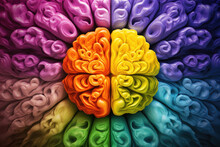 A Multicolored Brain-shaped Background Showcasing Neural Diversity And Unique Thinking Traits