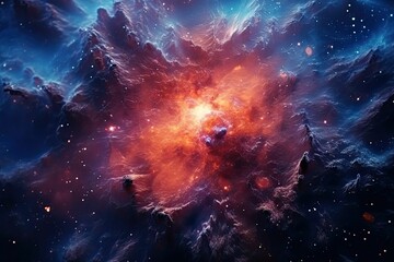 Wall Mural - AI generated illustration of a stunning colorful image of a nebula. Vibrant and detailed.