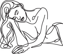 Hot Girl In Sexy Pose Black And White Drawing Vector