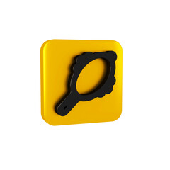 Sticker - Black Magic hand mirror icon isolated on transparent background. Yellow square button.