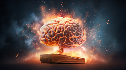 Canvas Print - open book in the brain