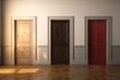 © Lazy_Bear - Front view of three doors. Room entrance. Choosing right path
