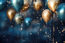 Christmas And New Year Celebration Festive Shiny Background, Air Baloons Holiday Frame