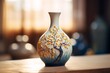 Handmade ceramic vase with intricate hand-painted details
