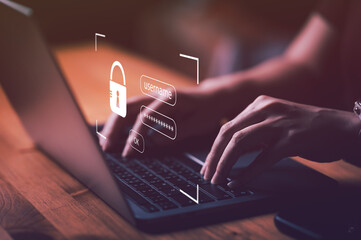 Wall Mural - login and password, user type login and password, keeping user personal data safe, cyber security co