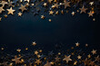 Magic Night Dark Blue Banner with sparkling Stars. Navy background. Christmas