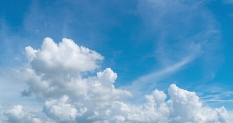 Wall Mural - White clouds and blue sky textured background,clouds moving dynamic time lapse footage 4K